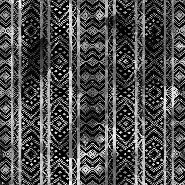 Geometryczny Wzór Ikat Klim Teksturą Grunge — Zdjęcie stockowe