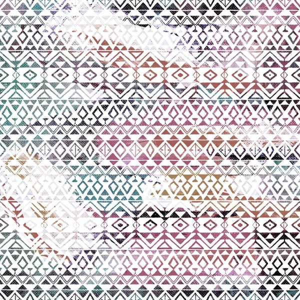 Geometryczny Wzór Ikat Klim Teksturą Grunge — Zdjęcie stockowe