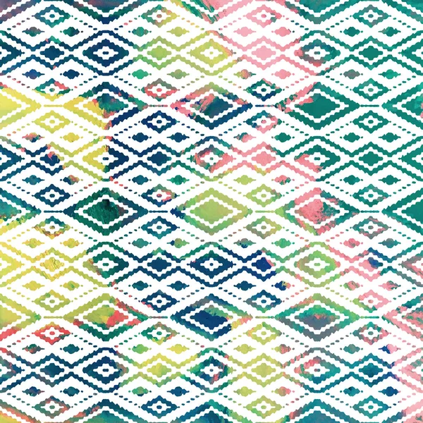 Geometrisches Klim Ikat Muster Mit Grunge Textur — Stockfoto