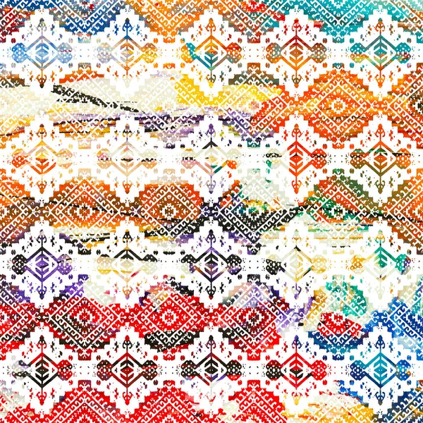 Geometric Kilim Ikat Pattern Grunge Texture — Stock Photo, Image