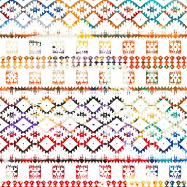 Grunge desenli Geometrik kilim ikat deseni