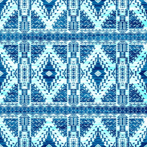 Geometrický Kilim Ikat Vzor Grunge Texturou — Stock fotografie