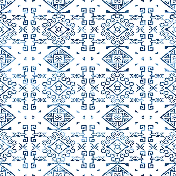 Patrón Kilim Ikat Geométrico Con Textura Grunge — Foto de Stock