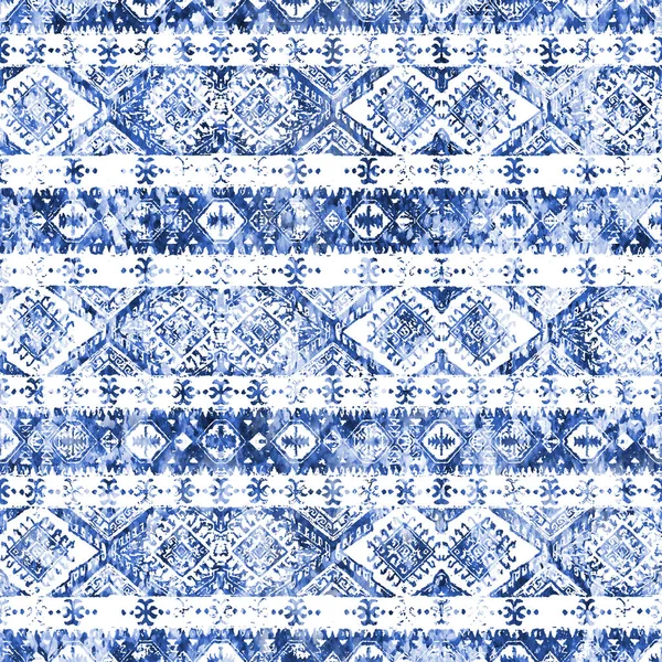 Geometrický Kilim Ikat Vzor Grunge Texturou — Stock fotografie