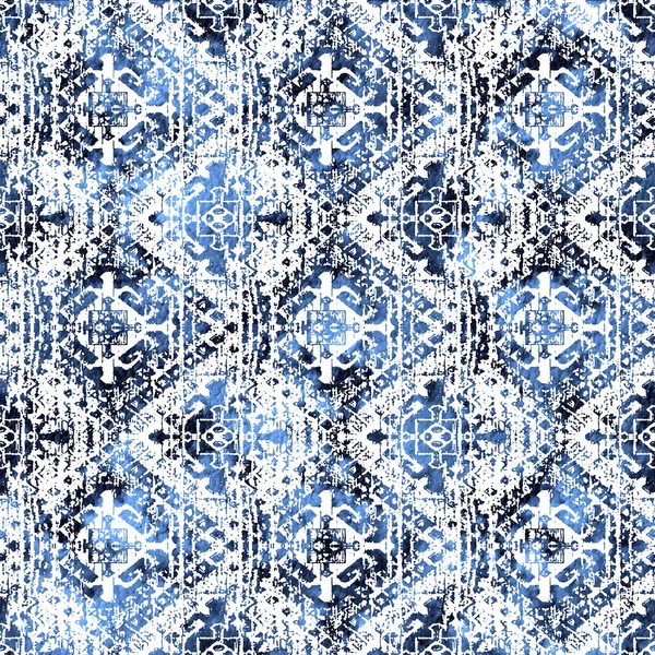 Modèle Kilim Ikat Géométrique Avec Texture Grunge — Photo