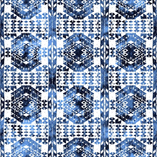 Geometrische Kelim Ikat Patroon Met Grunge Textuur — Stockfoto