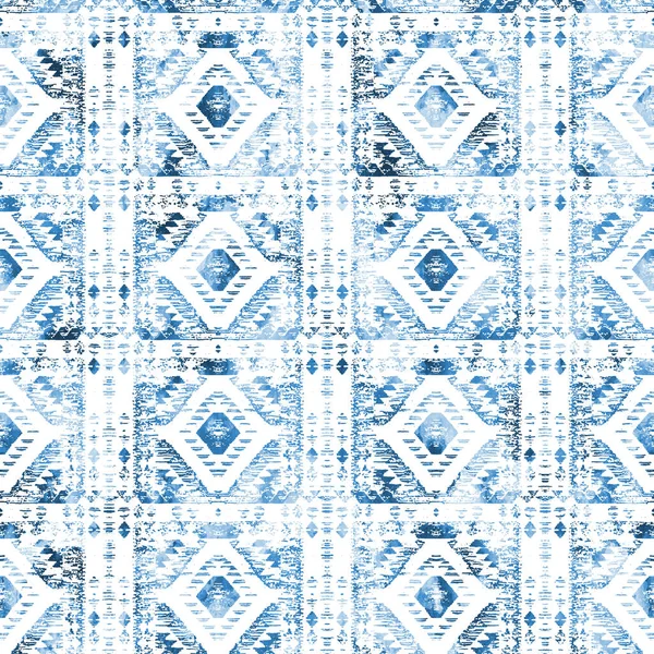 Patrón Kilim Ikat Geométrico Con Textura Grunge —  Fotos de Stock