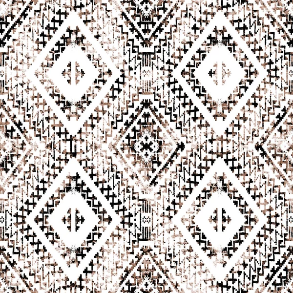 Geometrikus Kemence Ikat Minta Grunge Textúrával — Stock Fotó