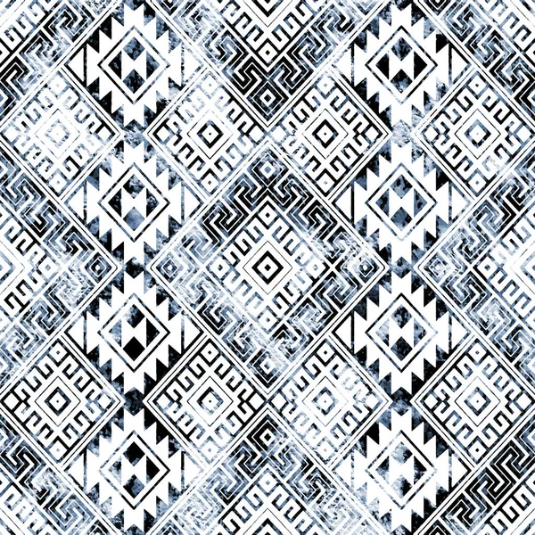 Geometrický Kilim Ikat Vzor Grunge Texturou — Stock fotografie