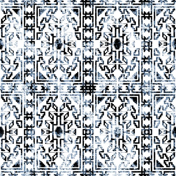 Geometryczny Wzór Kilim Ikat Teksturą Grunge — Zdjęcie stockowe