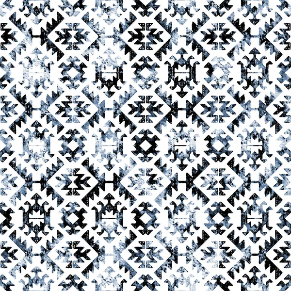 Geometrische Kelim Ikat Patroon Met Grunge Textuur — Stockfoto