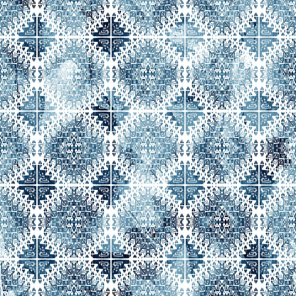 Geometrický Kilim Ikat Vzor Grunge Texturou — Stock fotografie