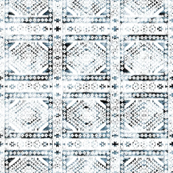 Geometrický Kilim Ikat Vzor Grunge Texturou — Stock fotografie