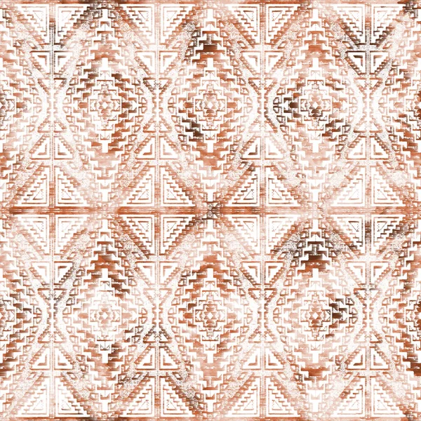 Geometrický Kilim Ikat Vzor Grunge Texturou — Stock fotografie