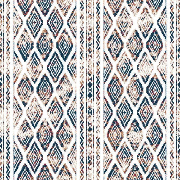 Geometrický Kilim Ikat Vzor Grunge Texturou — Stock fotografie