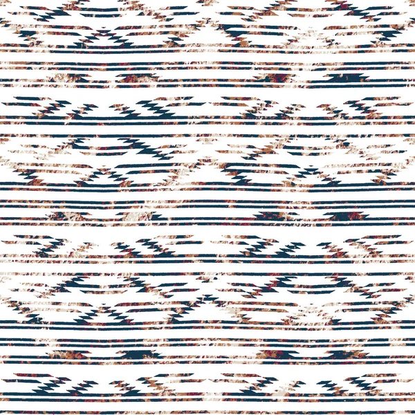 Geometrikus Kemence Ikat Minta Grunge Textúrával — Stock Fotó