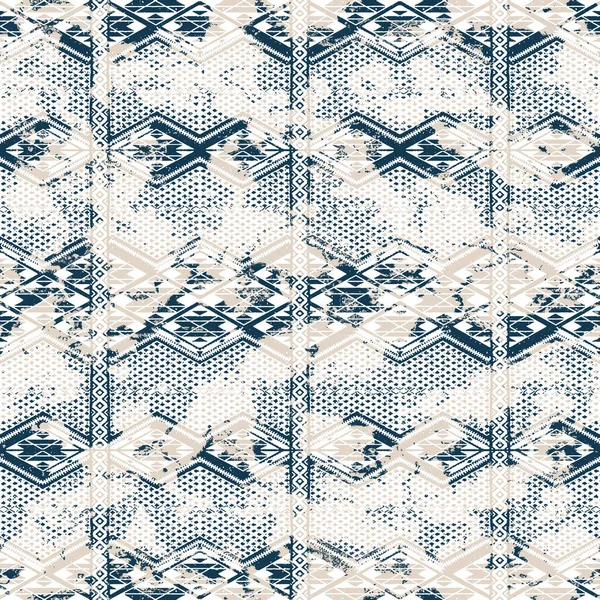 Padrão Geométrico Kilim Ikat Com Textura Grunge — Fotografia de Stock