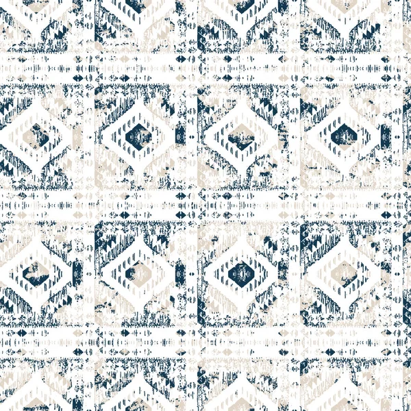 Padrão Geométrico Kilim Ikat Com Textura Grunge — Fotografia de Stock