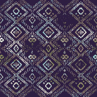 Grunge desenli Geometrik kilim ikat deseni