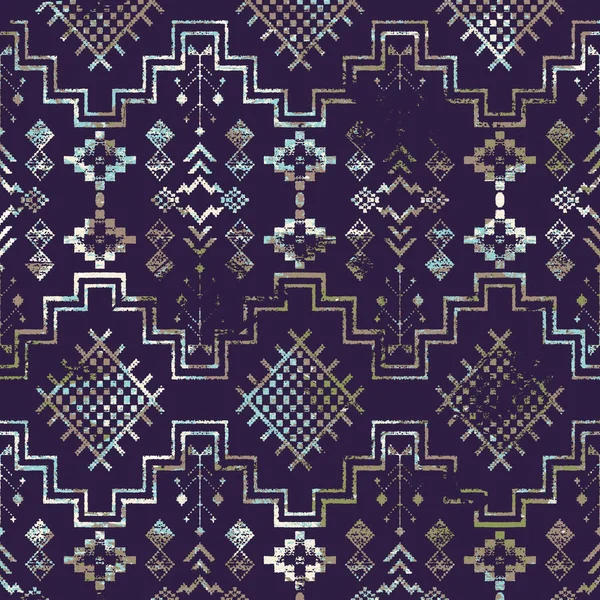 Patrón Kilim Ikat Geométrico Con Textura Grunge —  Fotos de Stock