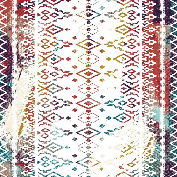 Geometrikus Kemence Ikat Minta Grunge Textúrával — Stock Fotó