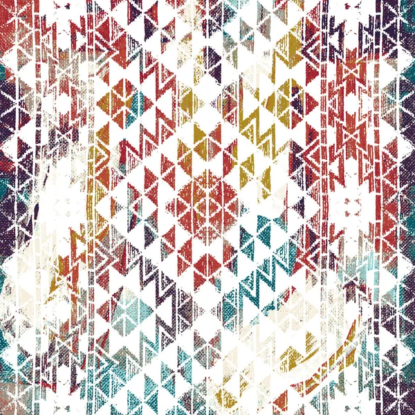 Modello Kilim Ikat Geometrico Con Texture Grunge — Foto Stock