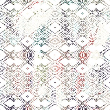 Grunge desenli Geometrik kilim ikat deseni