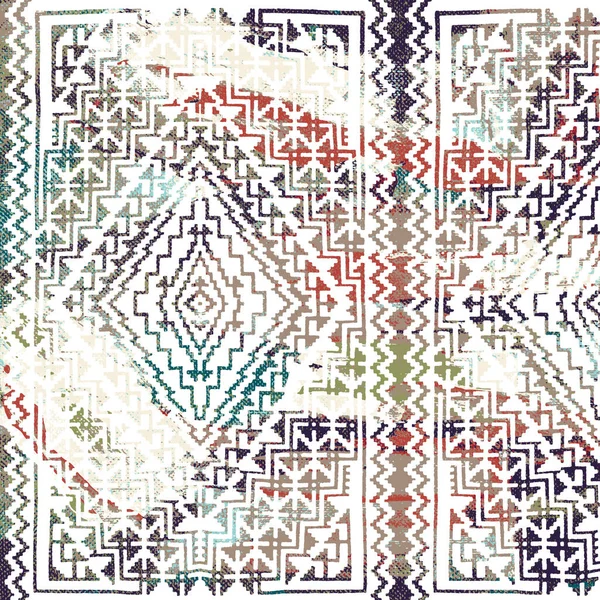 Padrão Geométrico Kilim Ikat Com Textura Grunge — Fotografia de Stock