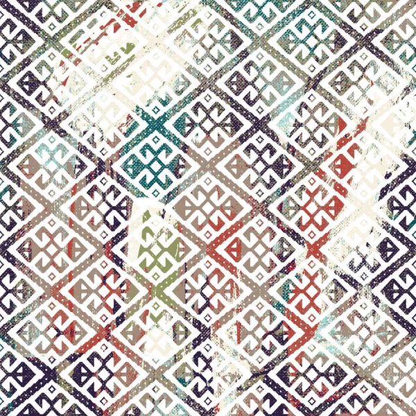 Geometryczny Wzór Kilim Ikat Teksturą Grunge — Zdjęcie stockowe