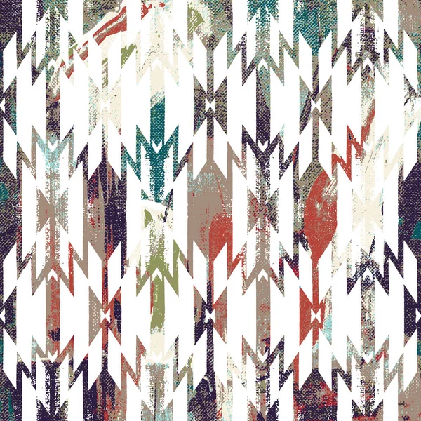 Padrão Geométrico Kilim Ikat Com Textura Grunge — Fotografia de Stock