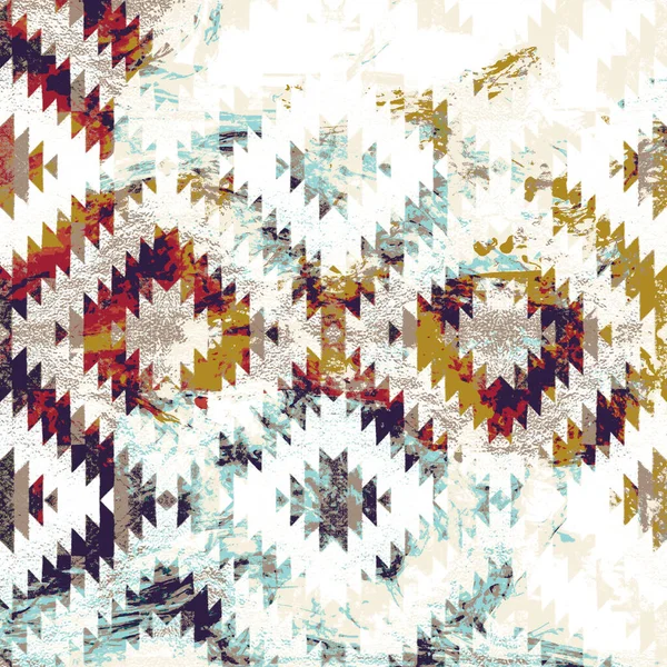 Grunge Desenli Geometrik Kilim Ikat Deseni — Stok fotoğraf