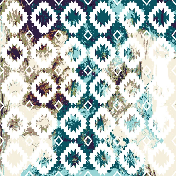 Geometrický Kilim Ikat Vzor Grunge Texturou — Stock fotografie