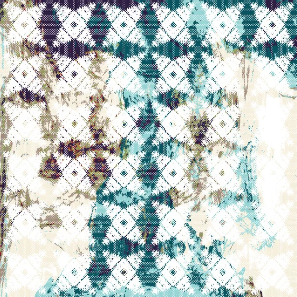 Geometrische Kelim Ikat Patroon Met Grunge Textuur — Stockfoto