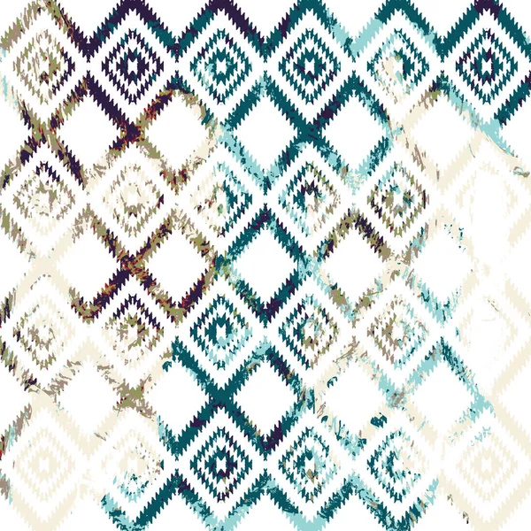 Modello Kilim Ikat Geometrico Con Texture Grunge — Foto Stock