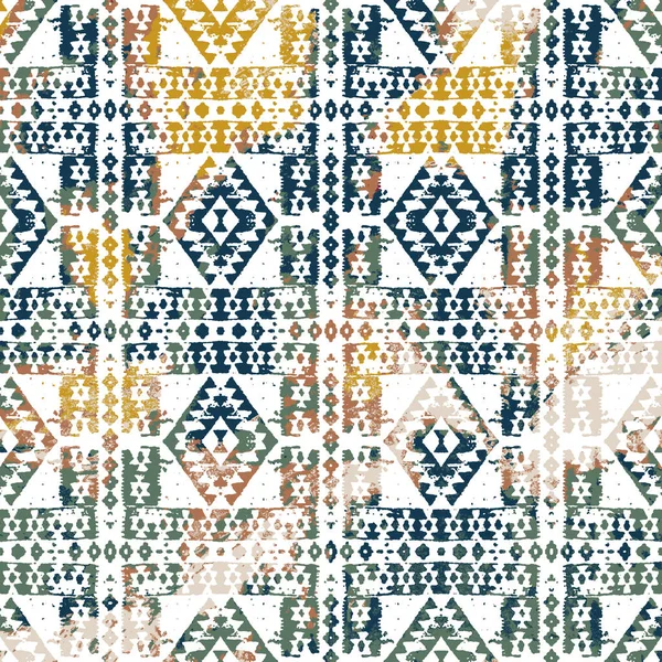 Geometrikus Kemence Ikat Minta Grunge Textúrával — Stock Fotó