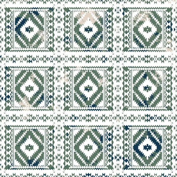 Geometrický Kilim Ikat Vzor Grunge Texturou — Stock fotografie