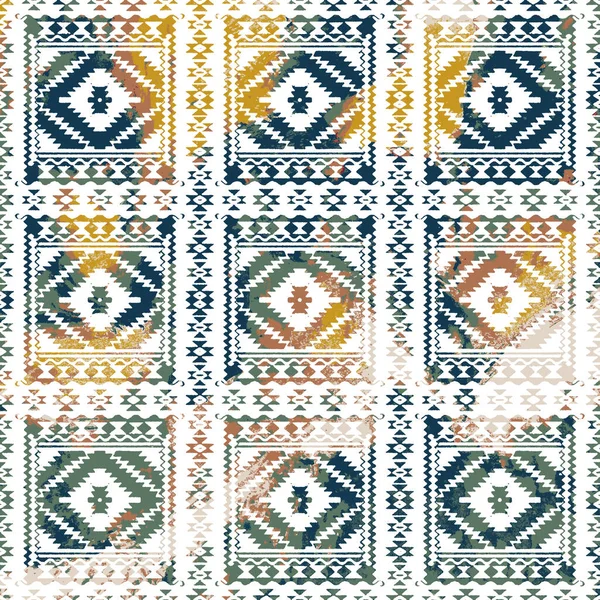 Geometryczny Wzór Kilim Ikat Teksturą Grunge — Zdjęcie stockowe