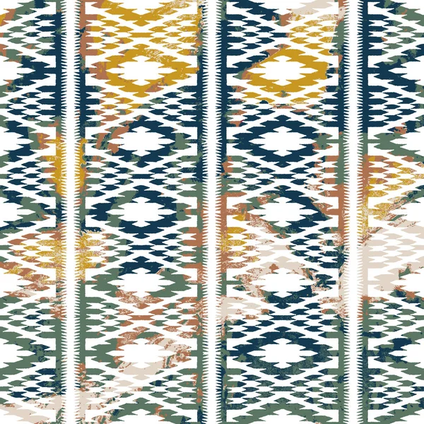 Geometrikus Kemence Ikat Minta Grunge Textúrával — Stock Fotó