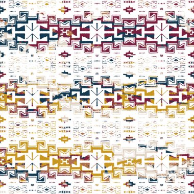 Grunge desenli Geometrik kilim ikat deseni