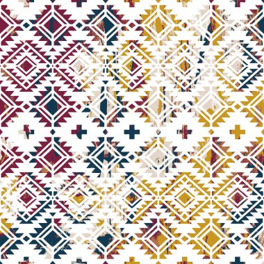 Grunge desenli Geometrik kilim ikat deseni
