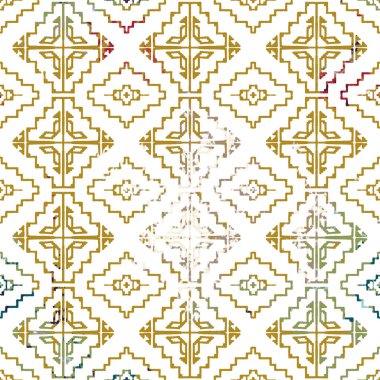 Grunge desenli Geometrik kilim ikat deseni