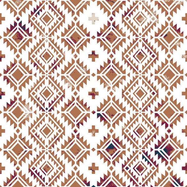 Geometrický Kilim Ikat Vzor Grunge Texturou — Stock fotografie