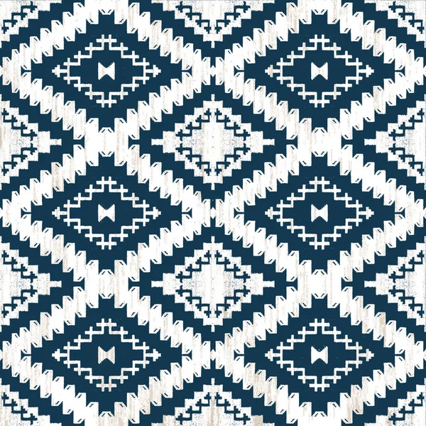 Padrão Geométrico Kilim Ikat Com Textura Grunge — Fotografia de Stock