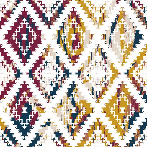 Padrão Geométrico Kilim Ikat Com Textura Grunge — Fotografia de Stock