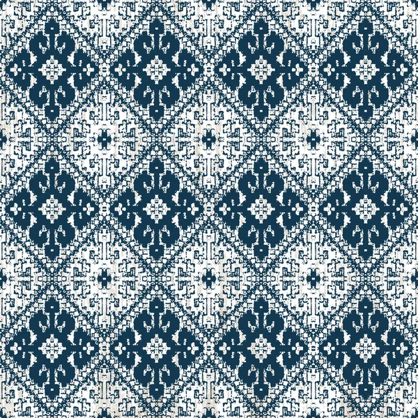 Patrón Kilim Ikat Geométrico Con Textura Grunge —  Fotos de Stock