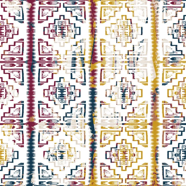 Modello Kilim Ikat Geometrico Con Texture Grunge — Foto Stock