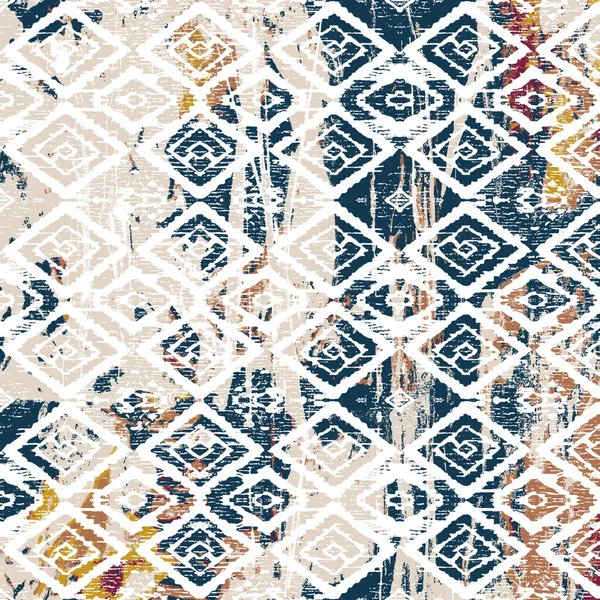 Modello Kilim Ikat Geometrico Con Texture Grunge — Foto Stock