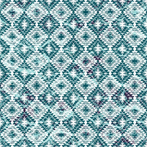 Geometrisk Kilim Ikat Mönster Med Grunge Konsistens — Stockfoto