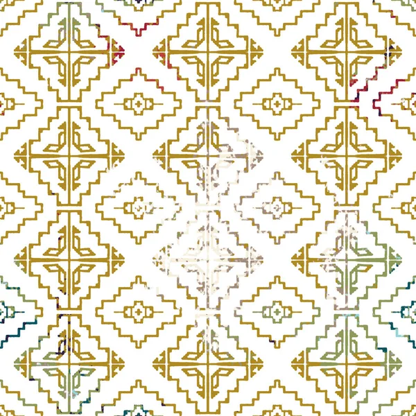 Padrão Geométrico Kilim Ikat Com Textura Grunge — Fotografia de Stock