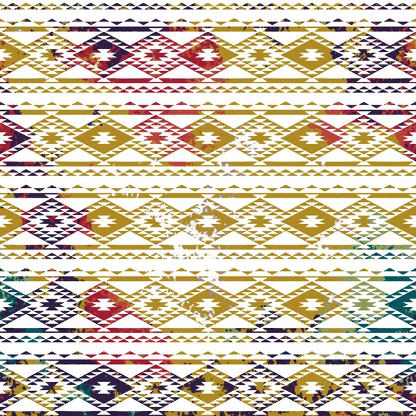 Padrão Geométrico Kilim Ikat Com Textura Grunge — Fotografia de Stock